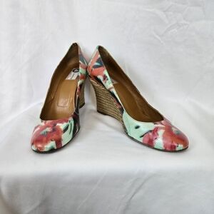 Lanvin Womens Leather Multicolor Floral 3.5" Preppy Espadrille Wedge Shoes Sz 10